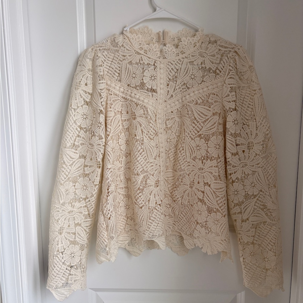 Ultra Pink Cream Lace Blouse